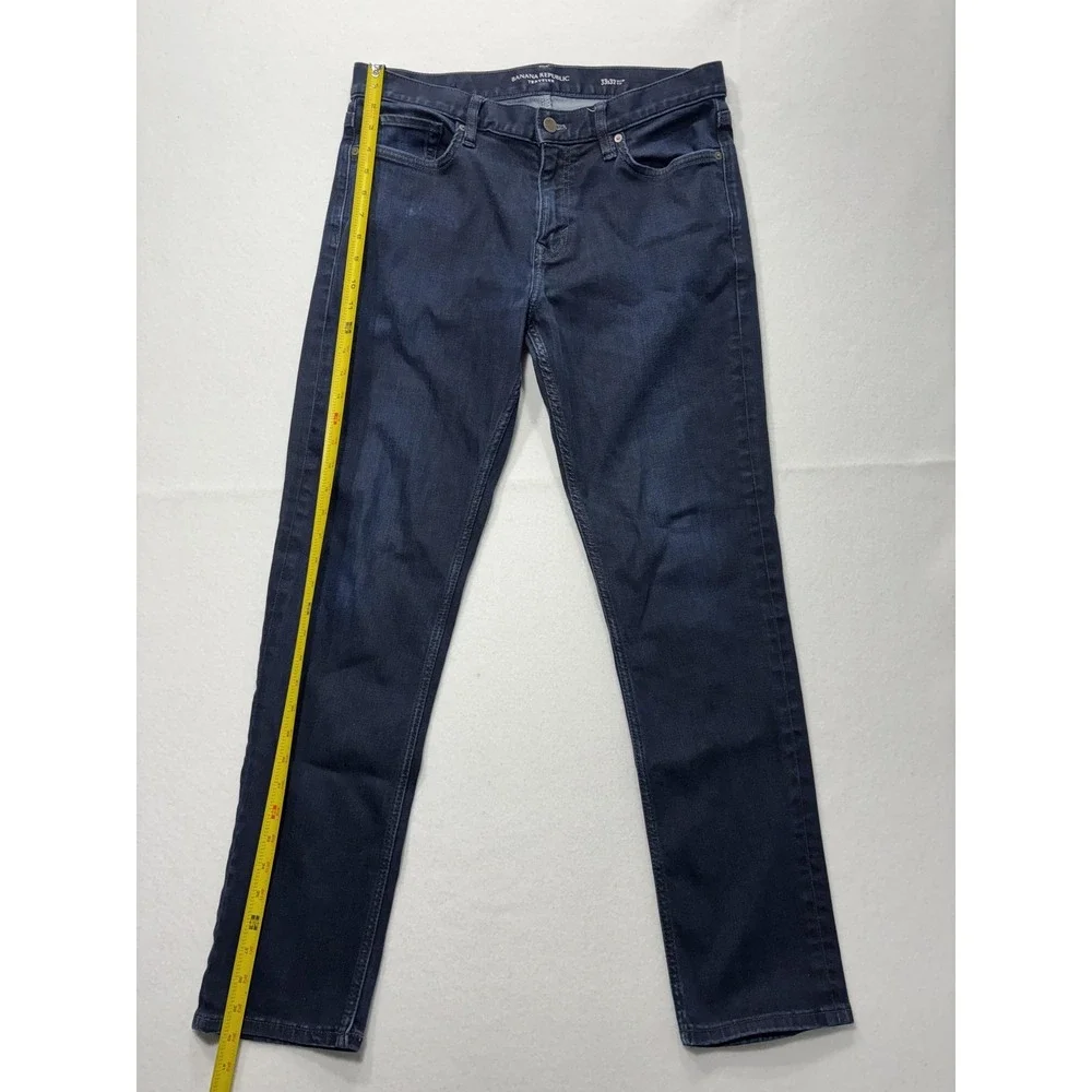 Banana Republic Traveler Jeans Mens 33x32 Blue Slim Straight Dark Wash Denim